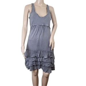 Banana Republic Grey Tiered Ruffle Dress Sleeveless